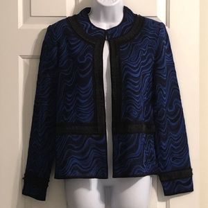 Women MING WANG Sz M Blue & Black Jacket